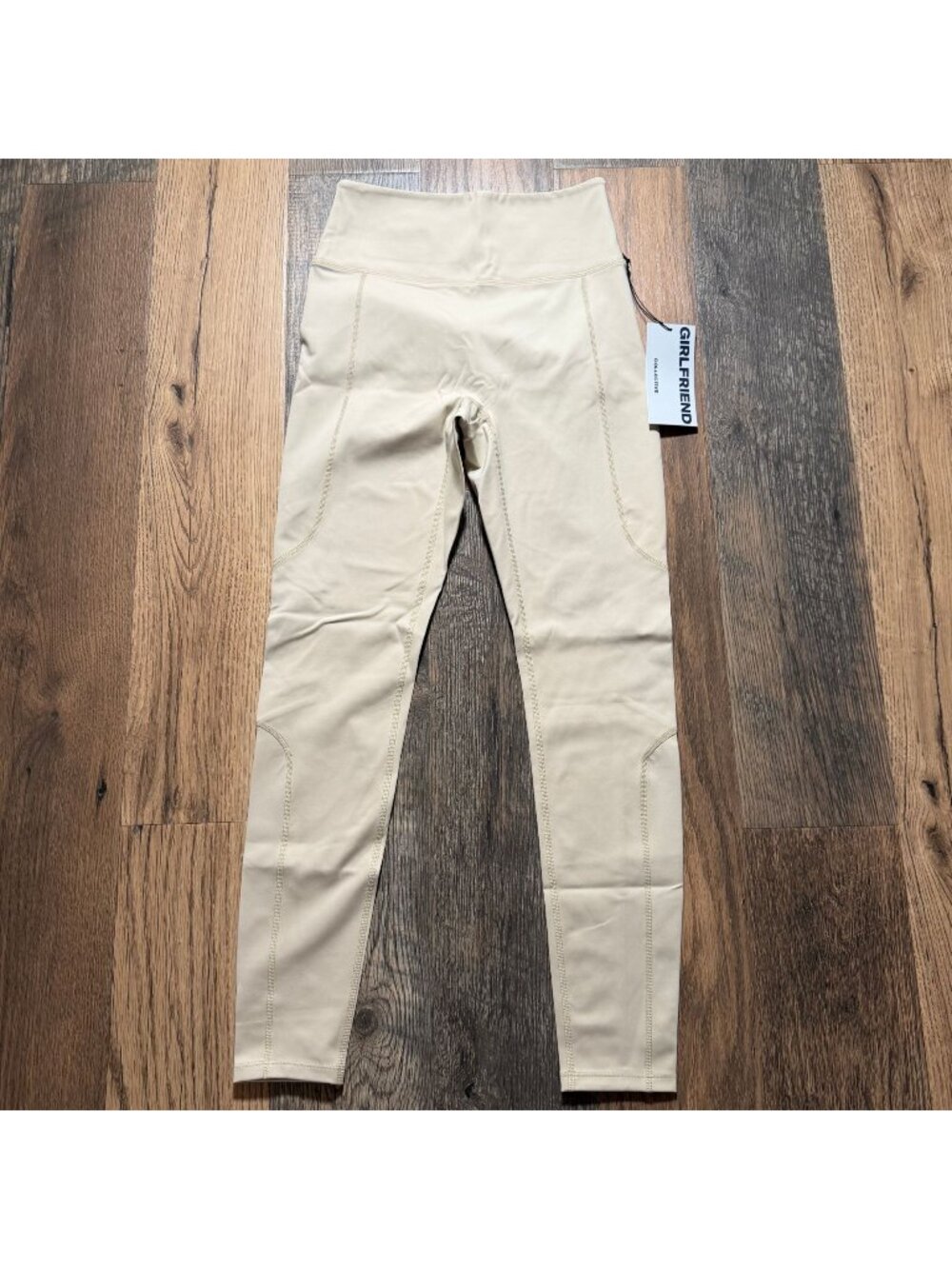 Girlfriend Collective Beige High-Waist Athletic Leggings Tights Size M NWT